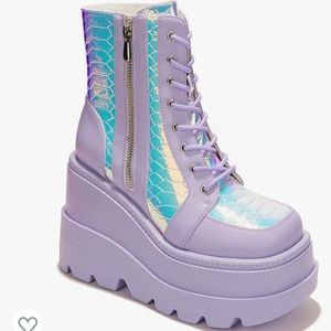 Cape Robbin Radio Holographic Platform Ankle Boots / Chunky Block Heels